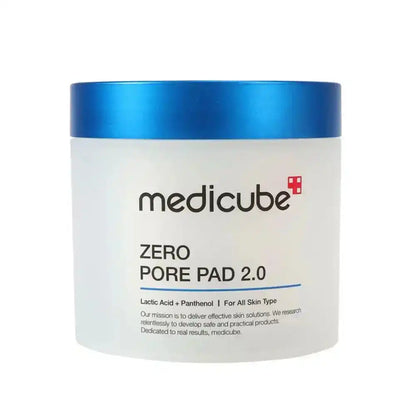 Medicube Zero Pore Pad 2.0 with lactic acid and panthenol for all skin types, designed for pore care and gentle exfoliation in personal skincare.
